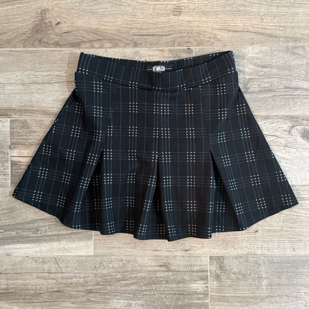 Rewash Plaid Pleated Mini Skirt – Black – Size Small NWOT